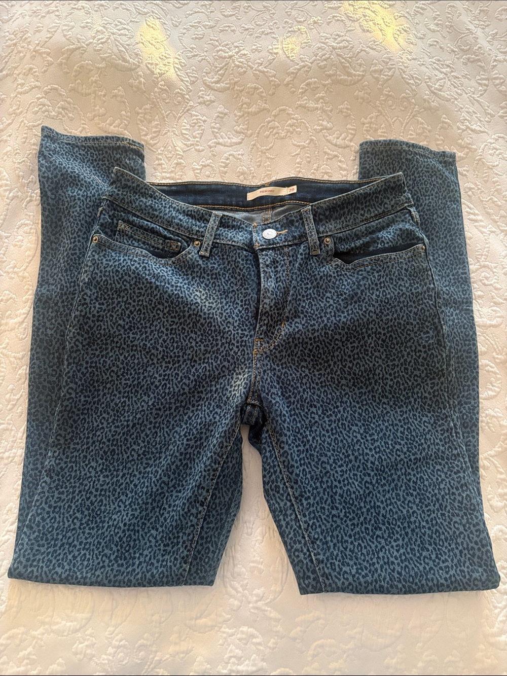 Levi’s 711 Skinny Blue Leopard-Print Jeans